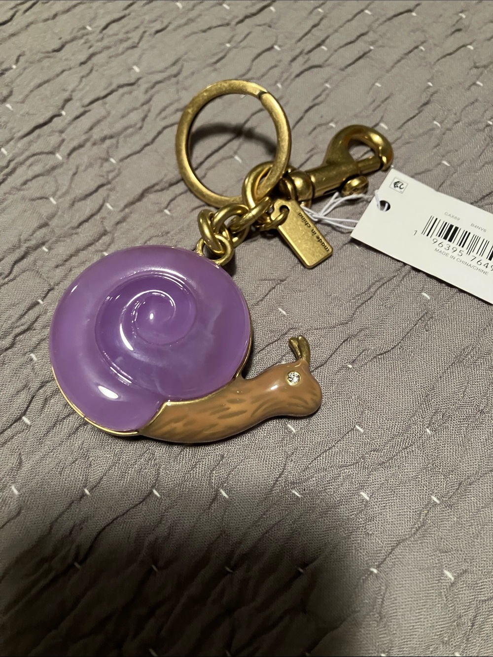 COACH. Snail Keychain Charm with Purple Shell and Gold Hardware. ADORABLE! FIRM - Picture 8 of 11